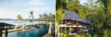 The main pool and Canopy Villas at Gaya Island Resort