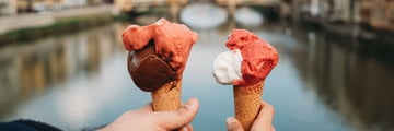 Enjoying gelato in Florence, Italy