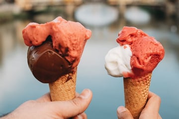 Enjoying gelato in Florence, Italy