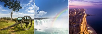 Gettysburg Military Park, Niagara Falls & Chicago Cityscape