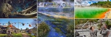 Glow Worm Caves, Hobbiton & Famous Rotorua Scenery, North Island