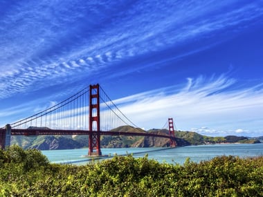 Golden Gate Bridge at sunrise