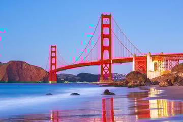 Golden Gate Bridge at dusk