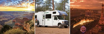 The Grand Canyon, motorhome, and Las Vegas from above