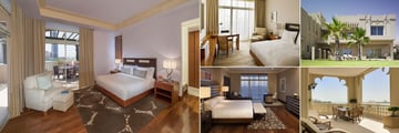 Grand Hyatt Doha Hotel & Villas, (clockwise from left): Grand Executive Suite, Grand King Room, Villa Exterior, Grand Club Balcony and King Suite