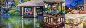 Grand Hyatt Kauai Resort and Spa (clockwise from left): Tidepools Dining, Tidepools Bungalow, Donderos Restaurant, Lliama Terrace Dining and Stevensons Sushi Bar 