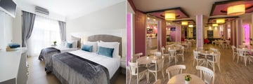Grand Ideal Premium Hotel room and restaurant