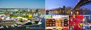 Granville Island aerial view and market, Granville Bridge & Chinatown, Vancouver