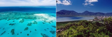 Great Barrier Reef (left), and Cairns (right)