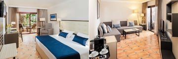 Suite bedroom and lounge at H10 Playa Meloneras