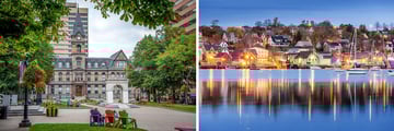Parade Square, Halifax & Lunenburg waterfront at night, Nova Scotia