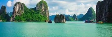 Limestone karsts along Halong Bay