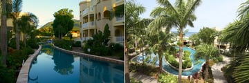 The two pools at The Hamilton Beach Villas and Spa