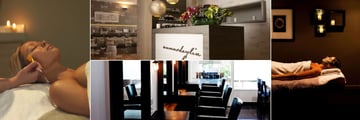 Hamilton Island Beach Club, (clockwise from top left): Spa Wumurdaylin Facial, Reception, Island Hair and Beauty Salon and Spa Treatment Room