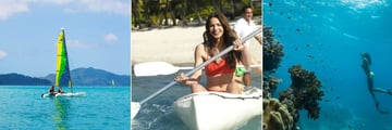 Catamaran, Kayak and Freediving at the Great Barrier Reef at Hamilton Island Palm Bungalows