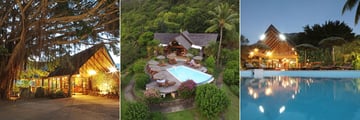 Hanakee Hiva Oa Pearl Lodge, Entrance, Aerial View of Pool and Lodge and Pool in Evening