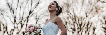 Happy bride in Central Park, NYC