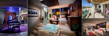 Hard Rock Hotel and Casino Punta Cana, (clockwise from left): Rock Star Suite, Caribbean Suite, Classic Room and Islander Room