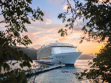 Harmony of the Seas docked in the Caribbean