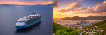 Harmony of the Seas and sunset over Philipsburg, St Maarten