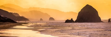 Haystack Rock in Oregon at sunset