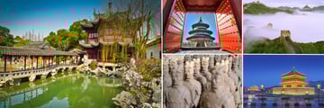 Highlights of China; Yu Yuan Gardens, Temple of Heaven, Great Wall fo China, Xian Bell Tower, Terracotta Warriors   