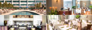 Hilton Baton Rouge Capitol Center, (clockwise from top left): Pool, Restaurant and Lobby
