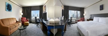 King One Bedroom Suite with Sofa Bed Living Area and Bedroom at Hilton Garden Inn Charlotte Uptown