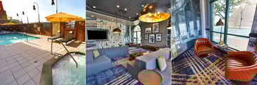 The pool, Jacuzzi and lounge area at Hilton Garden Inn Savannah Historic District