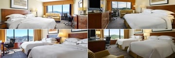 Hilton Knoxville, (clockwise from top left): King Guest Room, King Serenity Bed with Sleeper Sofa, Two Queen Beds and Two Queen Beds River View