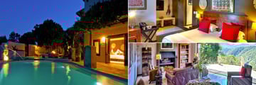 Hog Hollow Country Lodge, Main Villa Pool and Deck, Downstairs Bedroom and Living Area