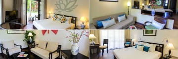 Hoi An Trails, (clockwise from top left): Superior Room, Premium Deluxe Room, Suite and Suite Living Area
