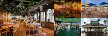 Holiday Inn & Suites Harbourside, (clockwise top left): Jimmy Guana's Restaurant, Hemingway Room, Jimmy Guana's Outdoor Dining, Cruzan Rum Shack and Jimmy Guana's Outdoor Bar