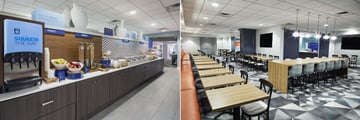 Hot Breakfast Buffet and Breakfast Dining Area at Holiday Inn Express Downtown