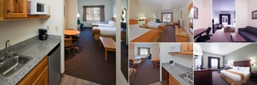 Holiday Inn Express Hotel & Suites Keystone, (clockwise from left): Two Queen Suite, Two Queen Standard, King Suite, King & Sleeper Sofa Standard and Jacuzzi Suite