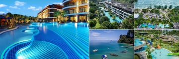 Holiday Inn Resort, Krabi, (clockwise from left): Family Wing Pool, Aerial View of Resort, Pools and Beach