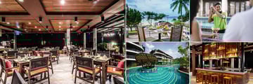 Holiday Inn Resort, Krabi, (clockwise from left): Inn Asia Restaurant, Breakfast on Terrace, Lagoon Bar, Wave Bar and Island Bar