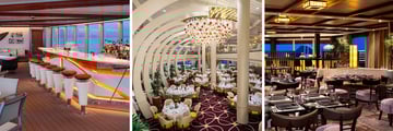 Holland America MS Koningsdam; Sea View Bar, The Dining Room, Tamarind Restaurant 