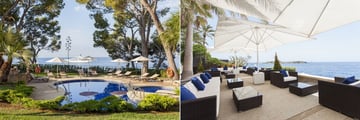 The pool and lounging areas at Hotel Bendinat, Mallorca