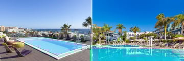 Rooftop pool and main pool at Hotel Colon Guanahani
