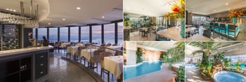 Hotel Le Concorde, (clockwise from left): Ciel! Bistro Bar, Healthy Bistro, Healthy Bistro, Nordic Spa and Relaxation Area and Heated Indoor Pool