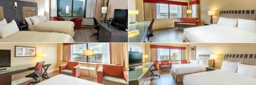Hotel Le Concorde, (clockwise from top left): Standard Room Two Queen Beds, Standard Junior Suite King Bed, Concorde Room Two Double Beds and Prestige Room Two Double Beds