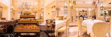 Breakfast and seating area in a hotel
