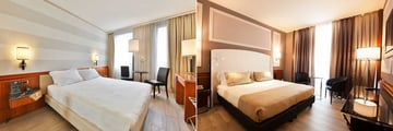 Bed in a hotel room
