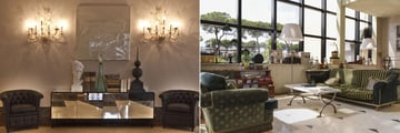 Interior of a hotel with seating areas