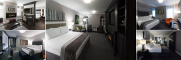 Hotel Manoir Victoria, (clockwise from top left): Deluxe Suite, Distinctive Room, Standard Room, Grand Luxury Room and  Superior Room