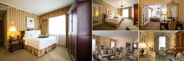 Monteleone, (clockwise from left): Double Guest Room, Preferred Double Room, Luxury Suite, Riverview Suite and Truman Capote Suite