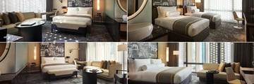 Hotel Stripes Kuala Lumpur, (clockwise from left): Studio, Deluxe Twin, Executive Deluxe and Executive Studio