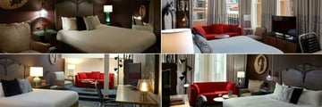 Hotel Vintage Portland - A Kimpton Hotel, (clockwise from top left): Executive King Room, King Corner Room, King Studio Suite and King Studio Spa Suite