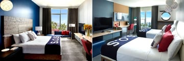Hotel Zephyr San Francisco, Partial Bay View Deluxe Room King and Premium Waterfront Room Two Doubles